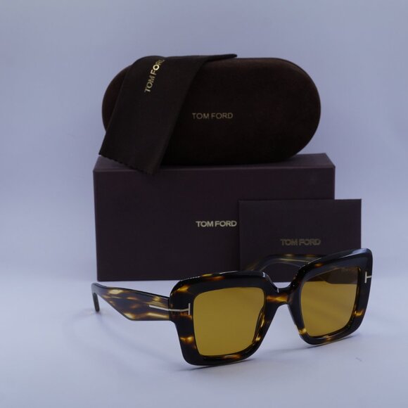 Tom Ford FT1157 52E Esme Square Sunglasses - Dark Havana/Brown main image 5